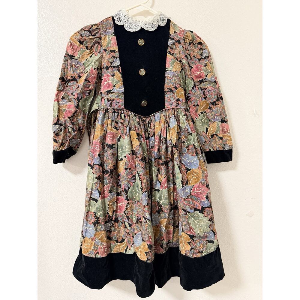 Vintage La Vie En Fleur Paris Girls Floral Dress 6 Prairie Cottage Core Holiday